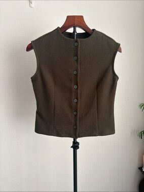 A New Day button-front suit vest  dark olive women XS